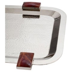 Glaciar Small Silver Alpaca & Bordeaux Onyx Stone Square Tray
