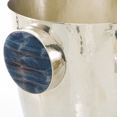 Set di secchielli per champagne Lago, taglie media e grande, in pietra onice blu e argento alpaca