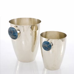 Lago Medium Champagne Bucket, Blue Onyx & Alpaca Silver
