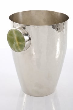 Set Lago Medium & Large Champagne Buckets, Green Onyx Stone & Alpaca Silver