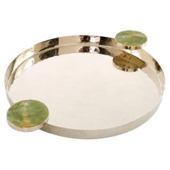 LAGO Medium Tray by Studio AIREDELSUR in Green Onyx & Alpaca Silver