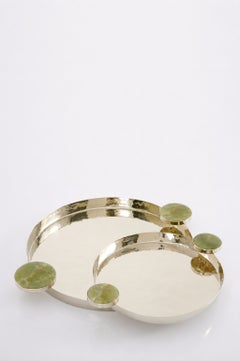 LAGO Medium Tray by Studio AIREDELSUR in Green Onyx & Alpaca Silver