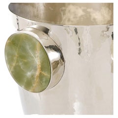 LAGO Large Champagne Bucket, Green Onyx & Alpaca Silver