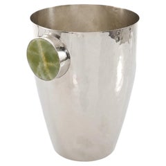 LAGO Large Champagne Bucket, Green Onyx & Alpaca Silver