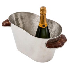 Secchiello da champagne Lacar in alpaca argento medio con onice bordeaux