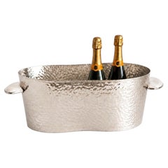SET Lacar Large Silver Alpaca , Cream Onyx Stone Champagne Bucket & Tray