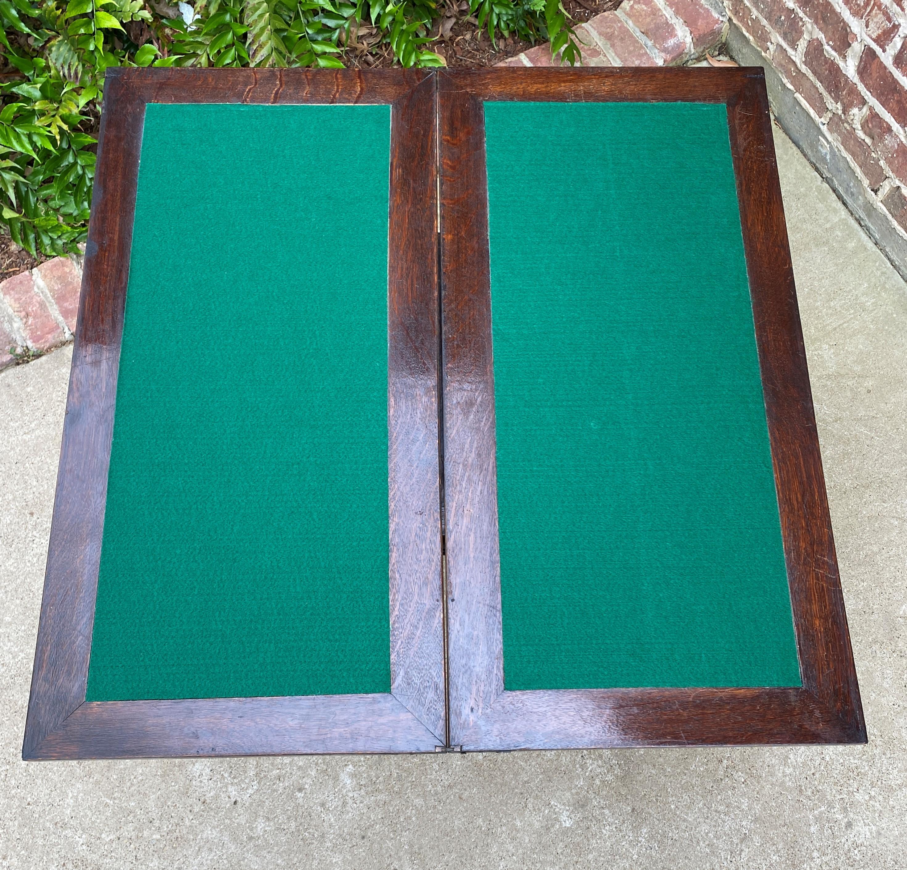 Antique English Game Table Flip Top Gaming Card Table Oak Console Sofa Entry In Good Condition In Tyler, TX