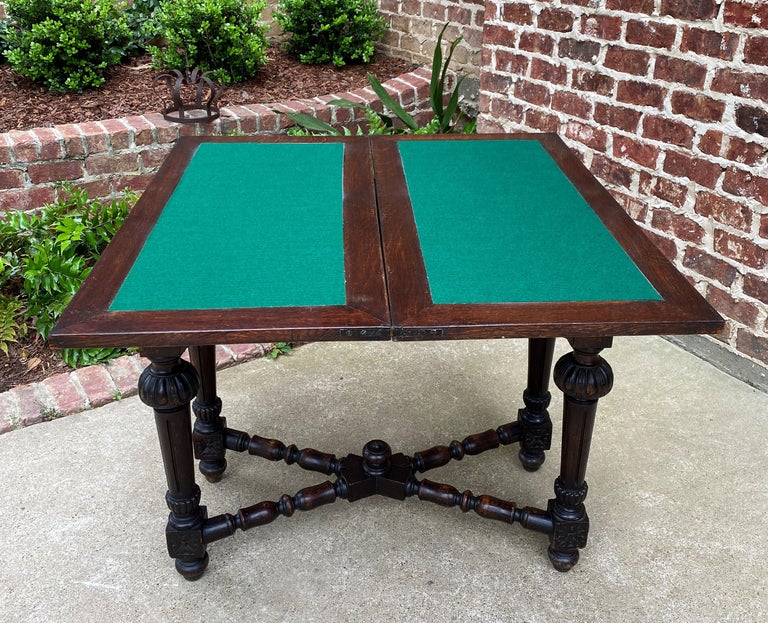 Antique English Game Table Flip Top Gaming Card Table Oak Console Sofa Entry at 1stDibs