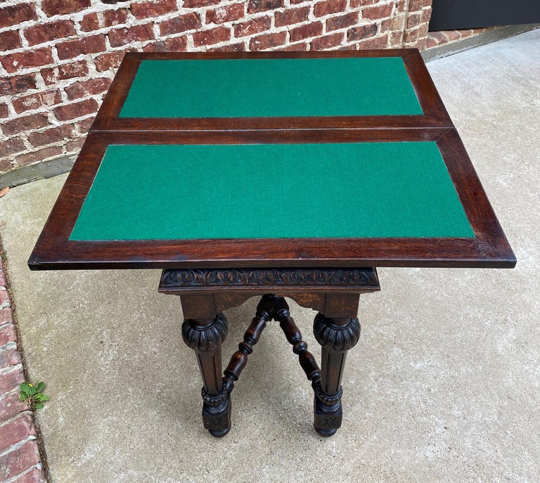 Antique English Game Table Flip Top Gaming Card Table Oak Console Sofa Entry at 1stDibs