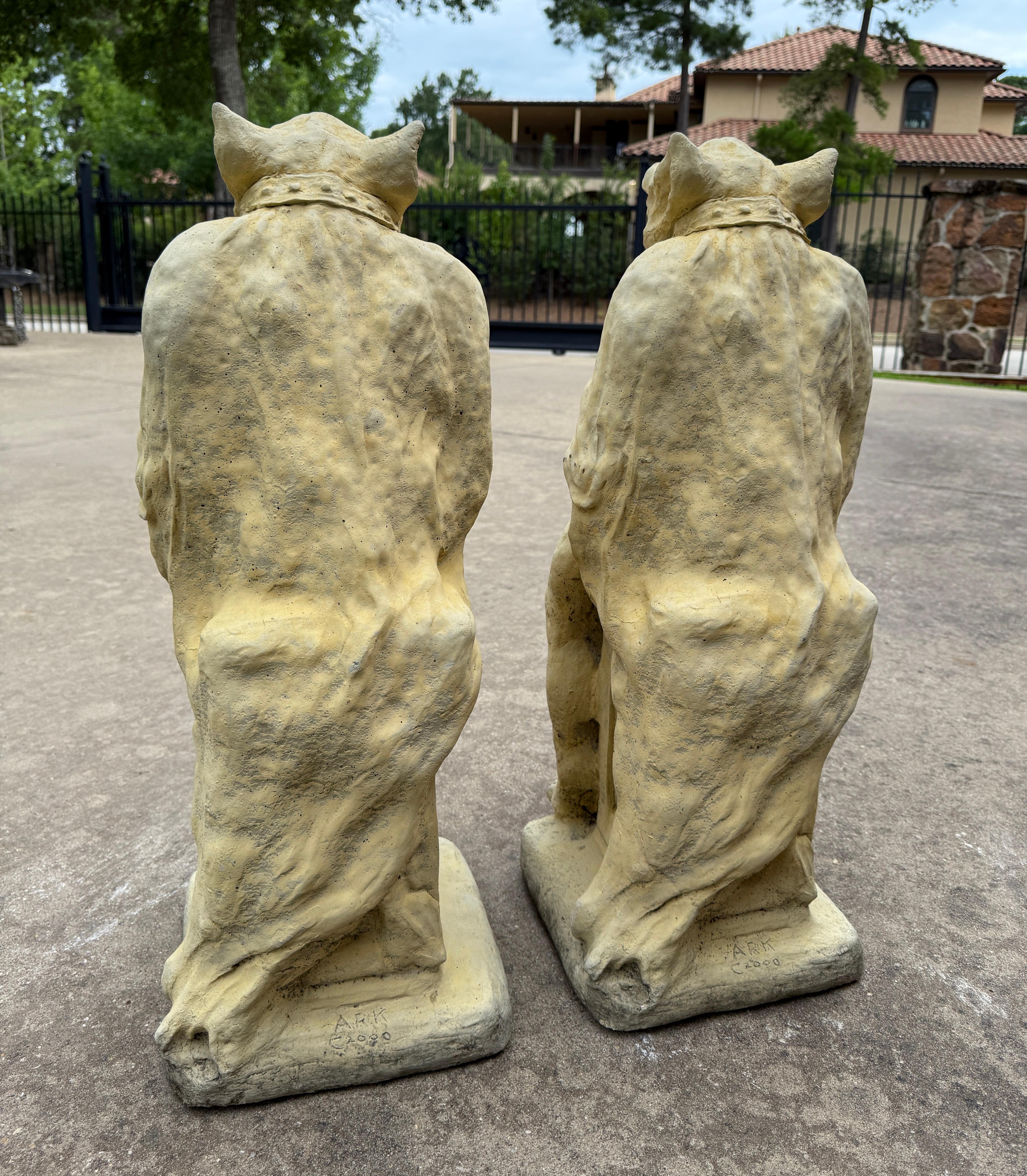 Vintage English Statues Garden Figures Gargoyles Seated Cast Stone Pair For Sale 12