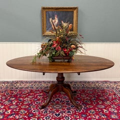 Mesa de comedor ovalada de estilo rústico inglés antiguo, de roble con pedestal, de los años 20-30