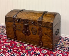 Antique Danish Dome Top Trunk Chest Blanket Box Storage Coffer Oak Mid 19th C
