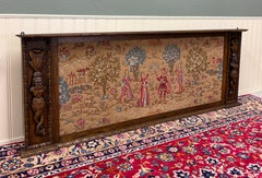 Tapiz o tejido antiguo de estilo Aubusson, de gran tamaño, con marco de roble tallado francés, de 8 pies