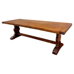 Antique French Country Farm Dining Table Farmhouse Trestle Base Oak c.1890s