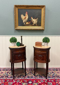 Antique PAIR French Louis XVI Style Marble Top NIghtstands End Tables c.1920s-30