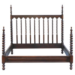 French Oak Four-Poster Barley-Twist Bed c1920 France