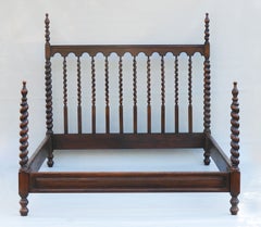 French Oak Four-Poster Barley-Twist Bed c1920 France