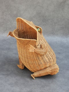 Olivier Cajan French Wicker Frog Basket, circa 1970