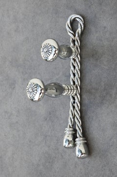 Large French Mid Century Rope and Tassel Double Hook Maison Baguès C1970