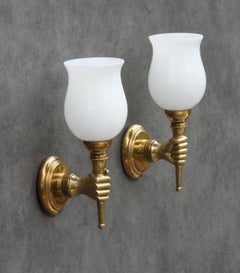 André Arbus Hand Held Torchère Wall Light Sconces France C1960