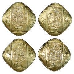Plateaux à cartes Art déco en bronze de Max Le Verrier – Lot de quatre rois, vers 1930