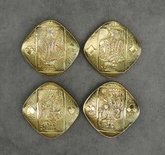 Plateaux à cartes Art déco en bronze de Max Le Verrier – Lot de quatre rois, vers 1930
