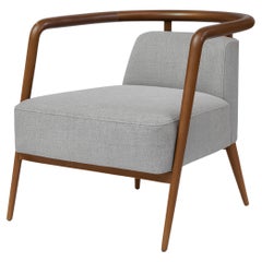 Walnut and Fabric Essex Armchair, Scandinavian Modern Design, Portugal