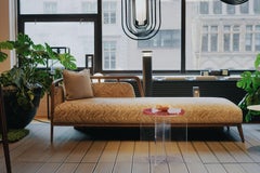 Walnut and Fabric Essex Daybed in Scandinavian Modern Design