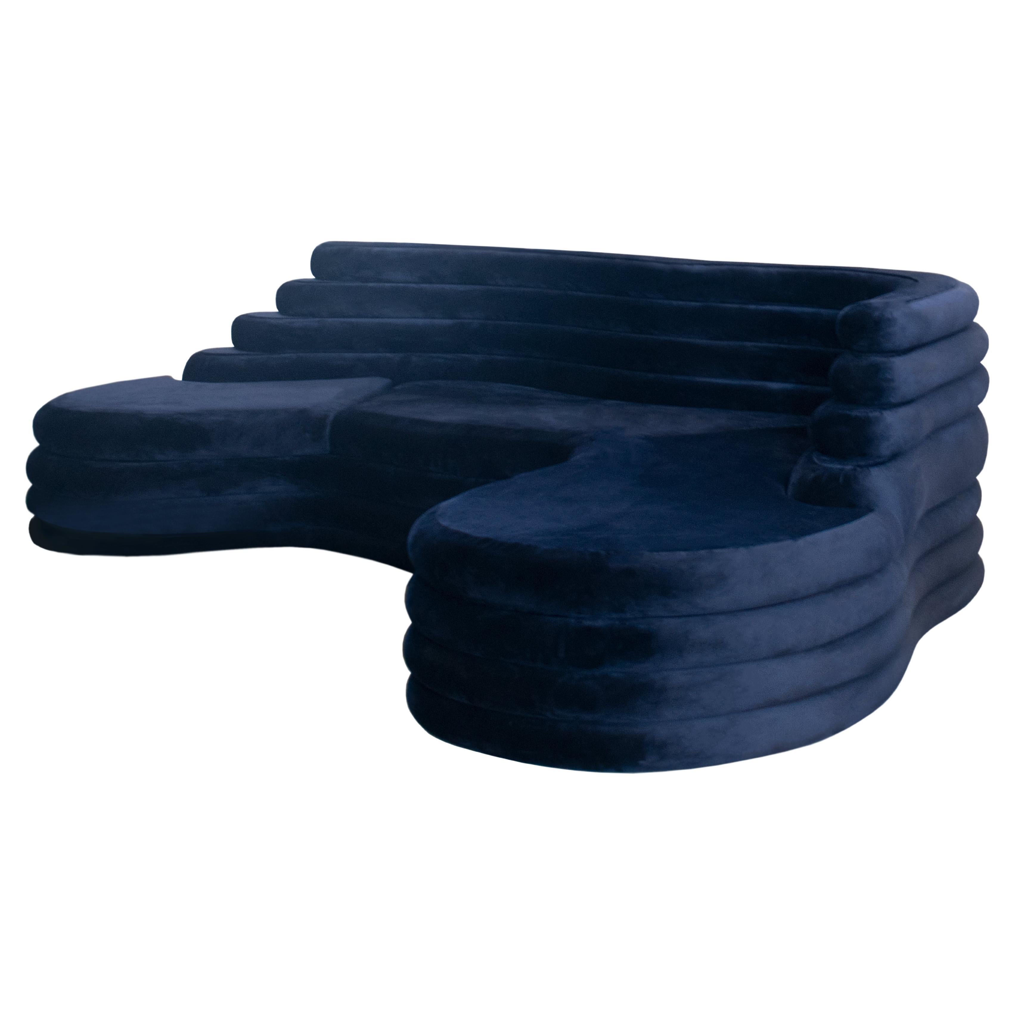 EMBRYO Blue Velvet Sofa/ Couch For Sale