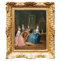 18th Century Concert scene Painting Oil on Canvas by Daniel Nikolaus Chodowiecki