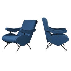 Pair of Reclining Fabric Lounge Chairs by Nello Pini for Novarredo, Italy 1959