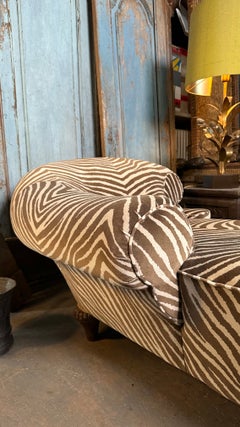 Chaise longue d’epoca rifoderata, tessuto zebrato, stile vintage, 1930