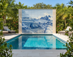 Tapis mural portugais Azulejos « Sea » peint à la main et signé par l'artiste