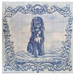 Dog Tile Mural - Hand Painted Portuguese Tiles Azulejos "Dog Portrait"