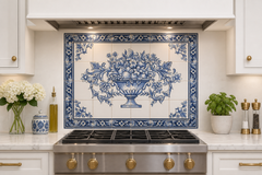 Kitchen Tile Backsplash - Hand Painted Portuguese Tiles Azulejos "Hanging Foods"