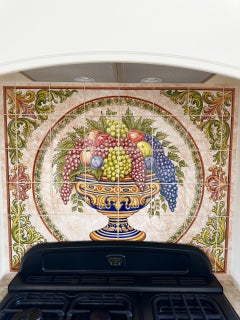 Mural de azulejos de cocina portugués «Fruit Bowl», pintado a mano y firmado por el artista
