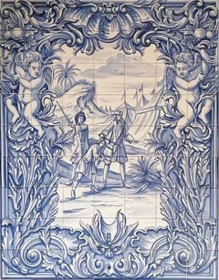 Portuguese Tile Mural "Soldiers" Hand Painted and Signed by Artist