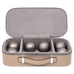 Used 21st Century Petanque Game Set with Leather Box Handmade in Italy