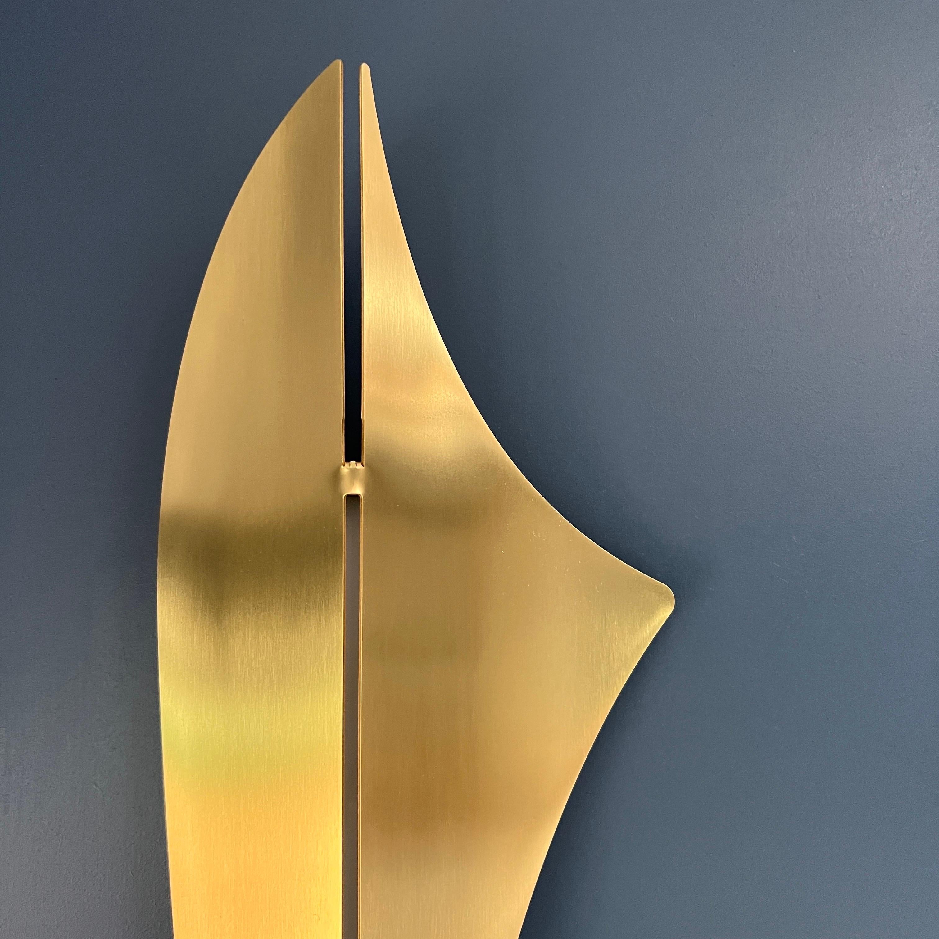 REY Sculptural Wall Light in Brushed Brass Made in the UK For Sale 2