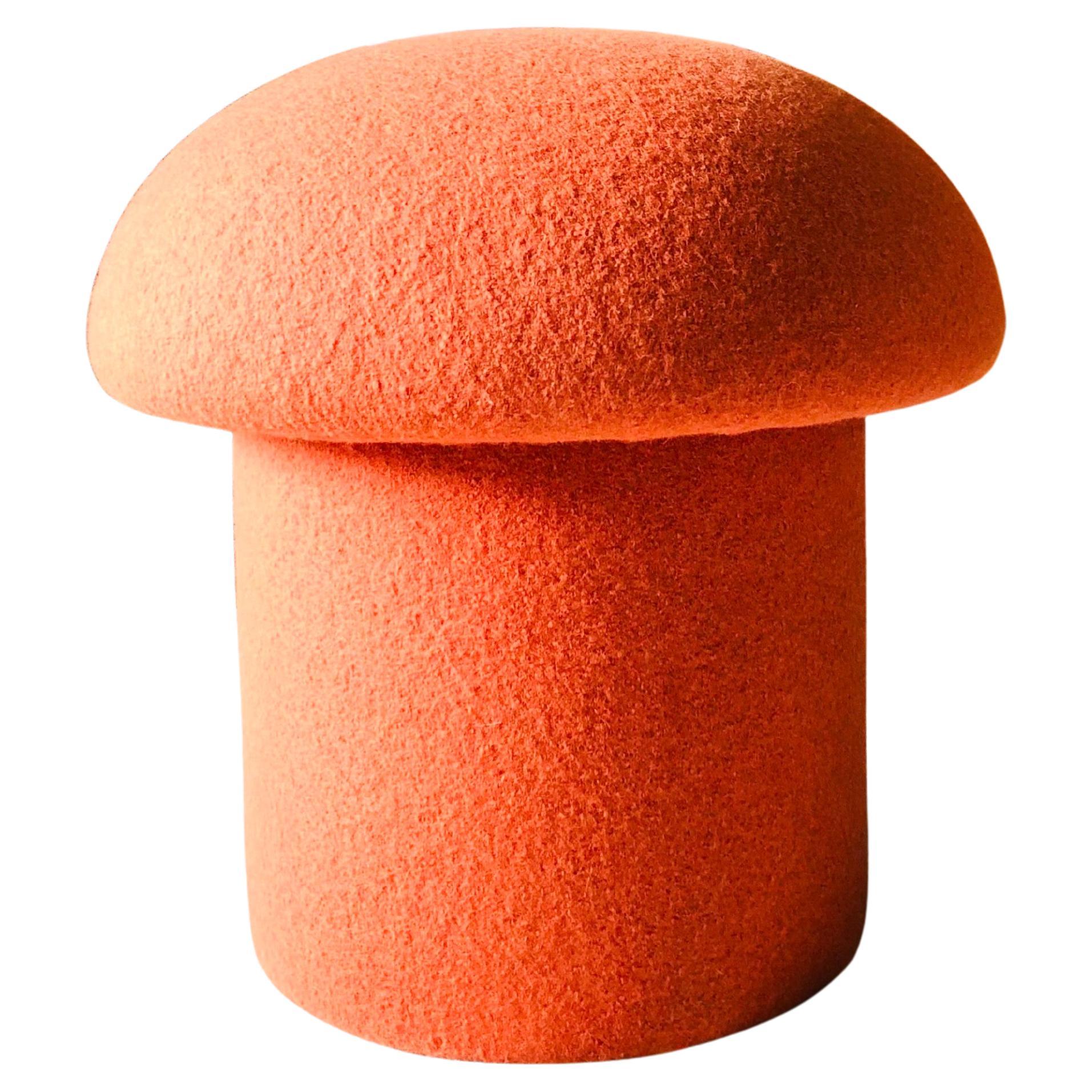 Mushroom Ottoman in Carrot Wool
