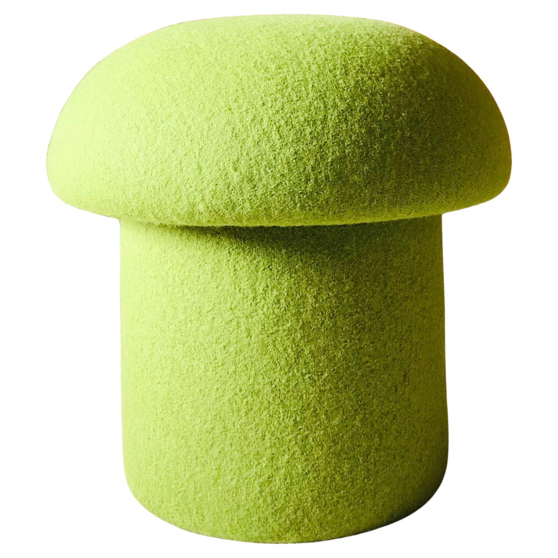 Mushroom Ottoman in Kiwi Wool