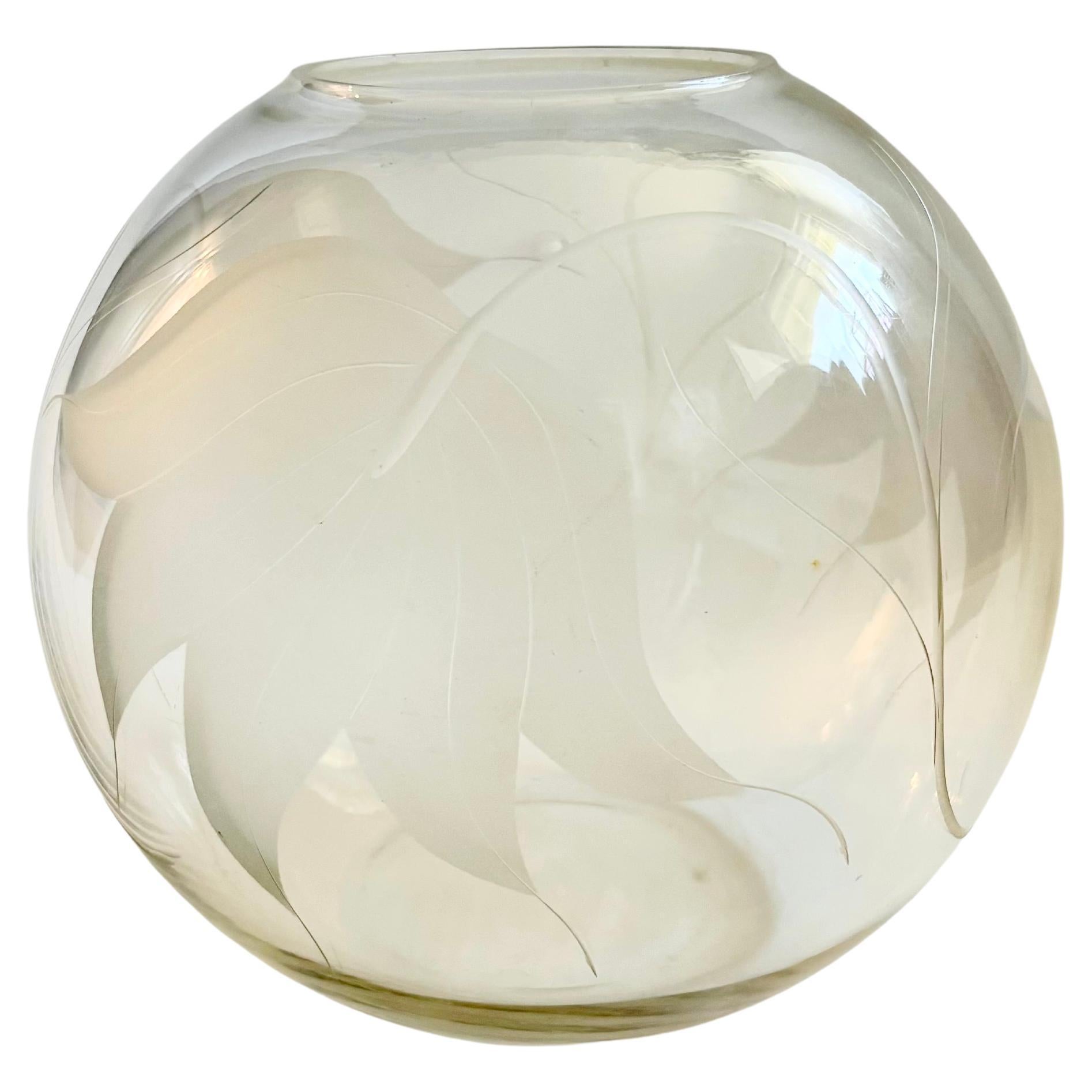 Large Frosted Leaf Sphere Vase For Sale