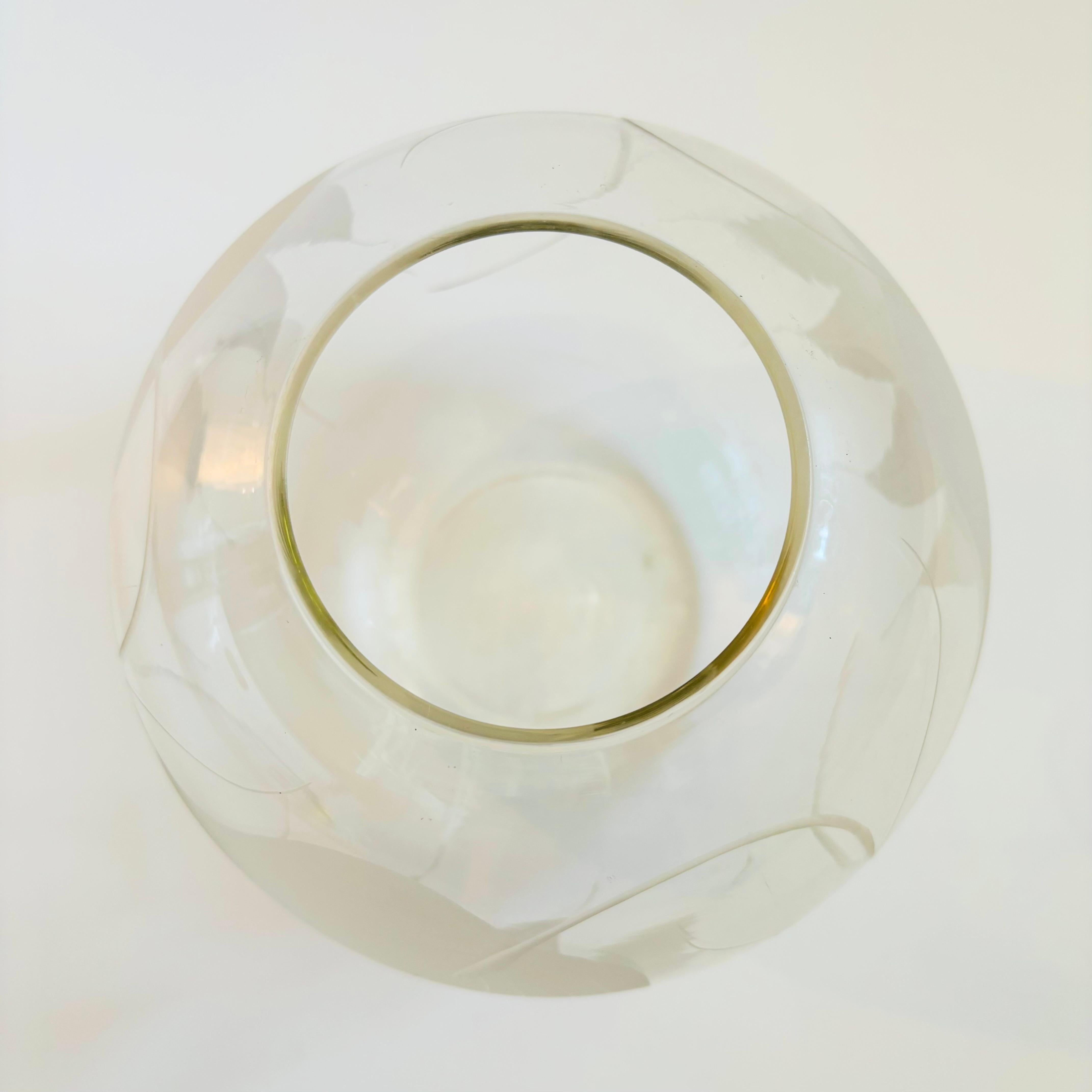 Glass Large Frosted Leaf Sphere Vase For Sale