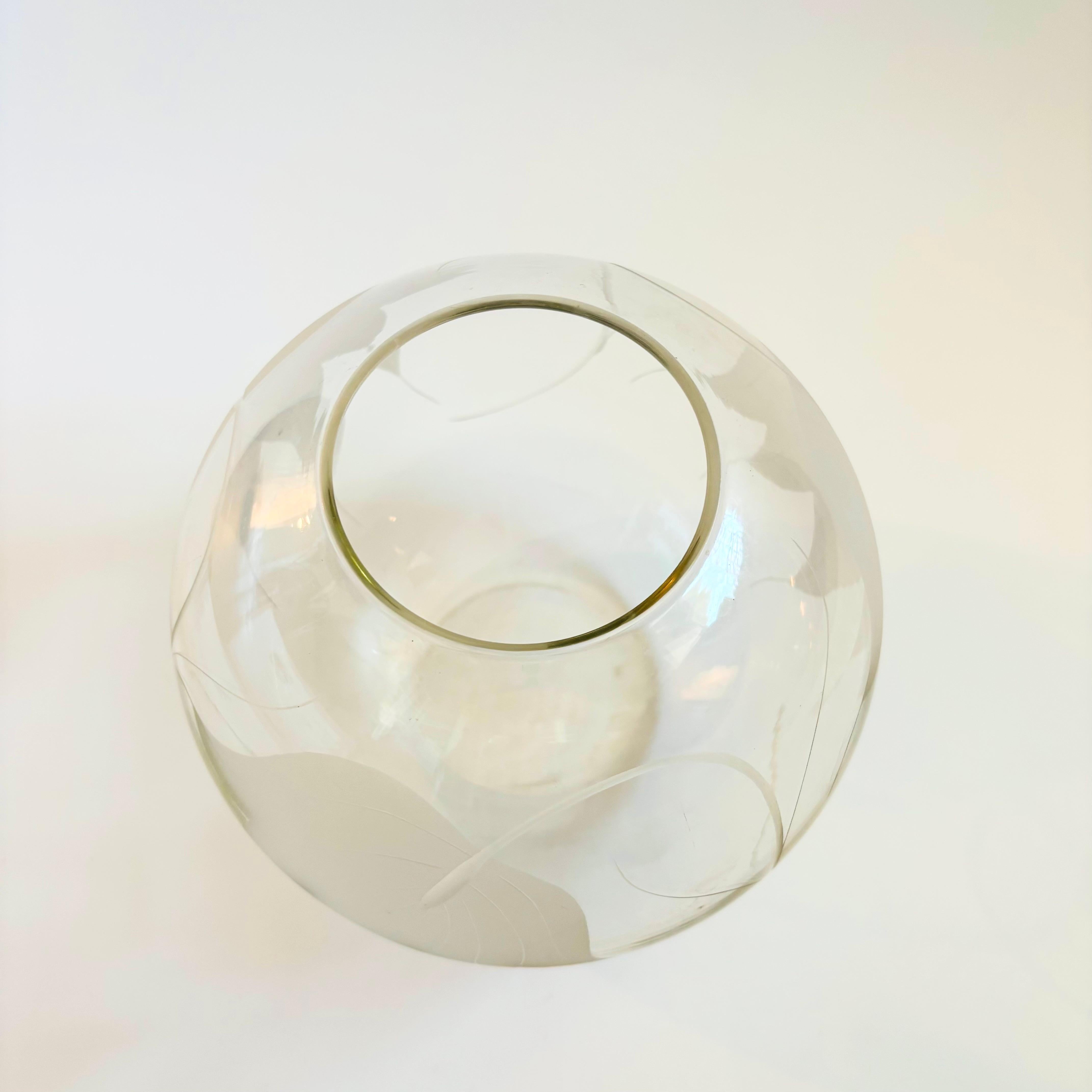Modern Large Frosted Leaf Sphere Vase For Sale