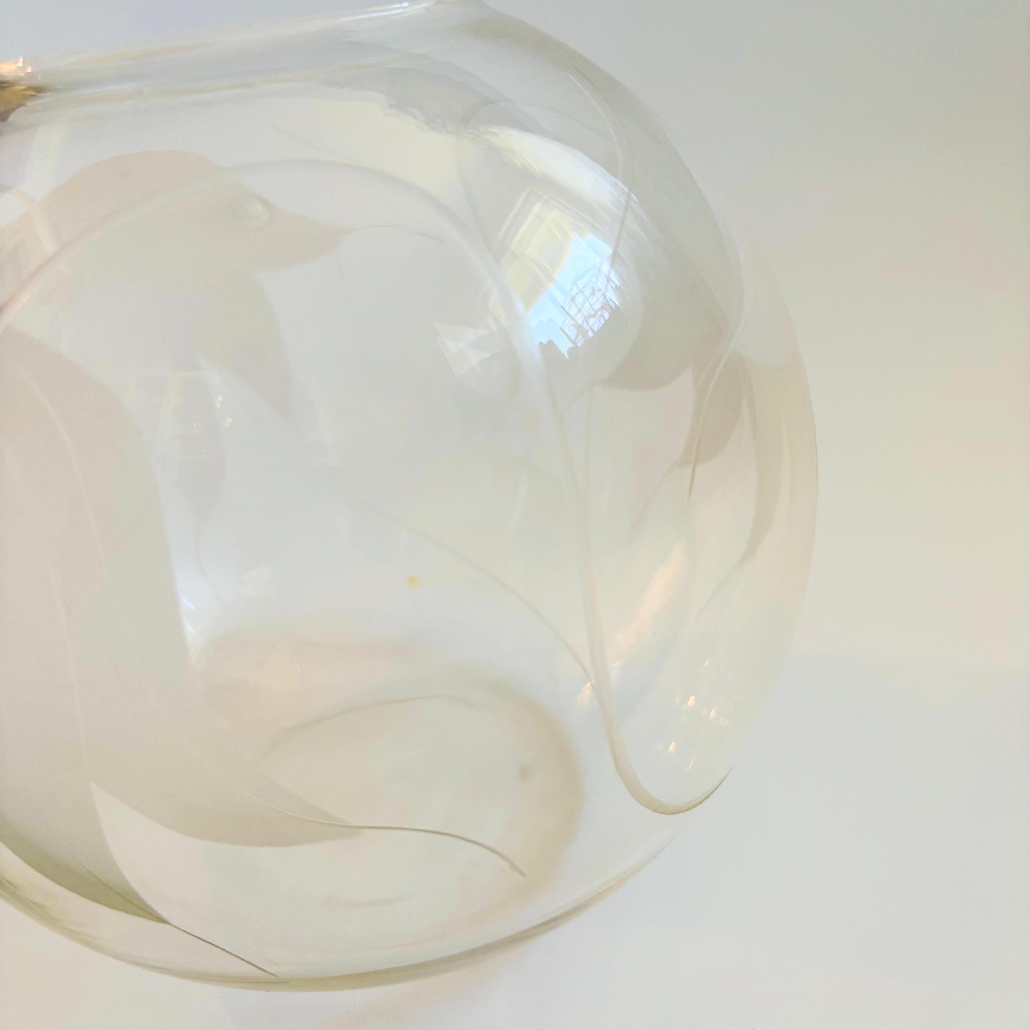 20th Century Large Frosted Leaf Sphere Vase For Sale