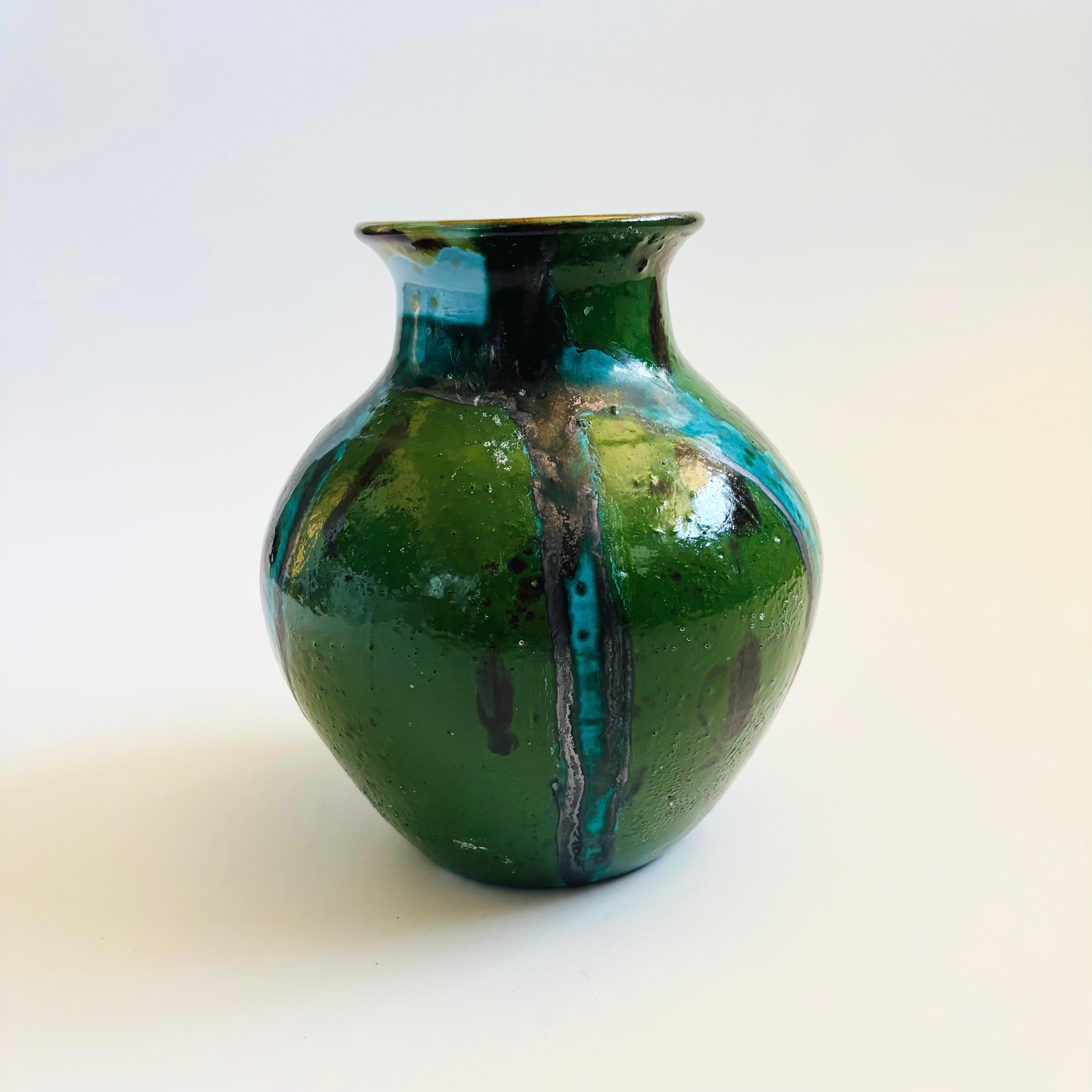 Green Studio Pottery Vase For Sale 2