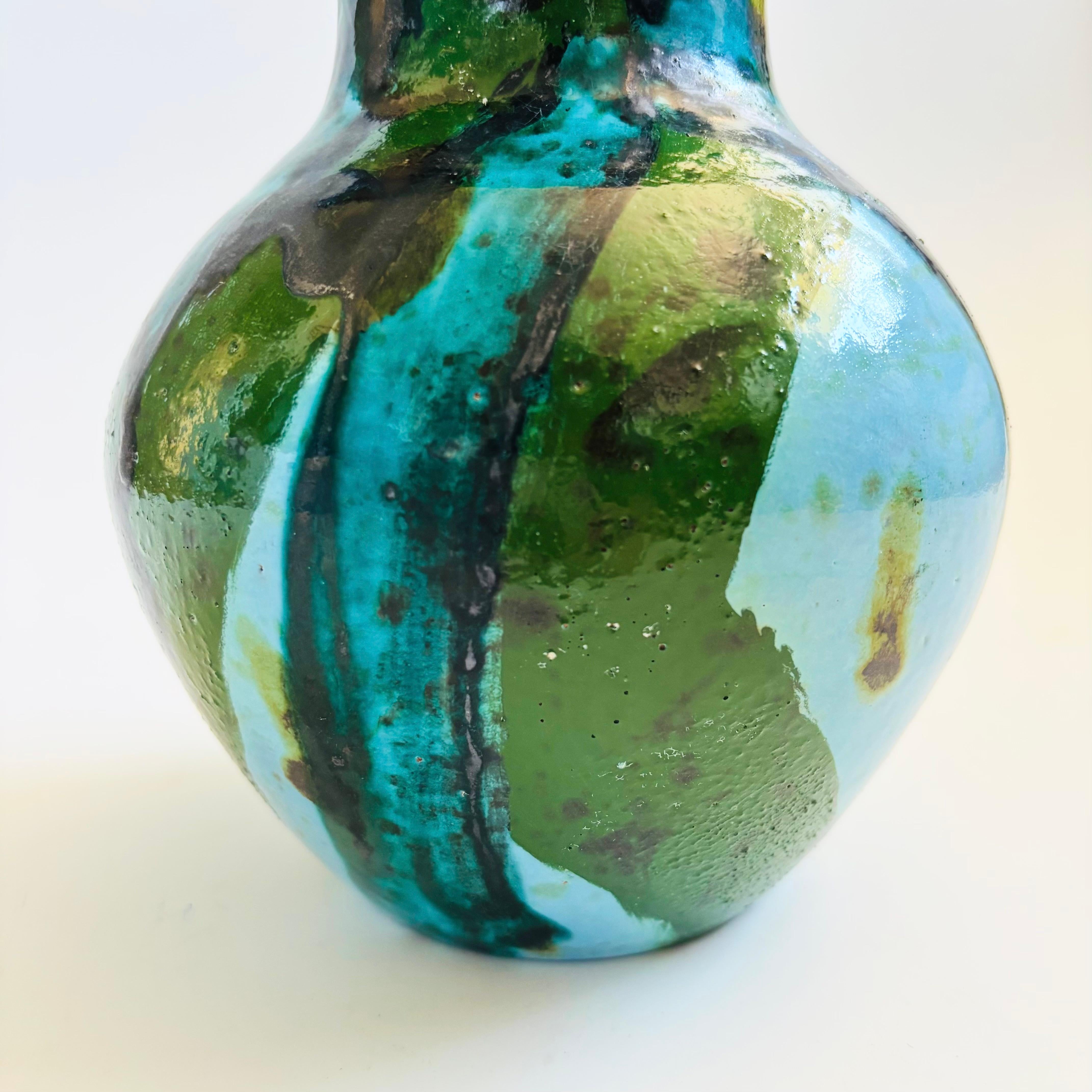 20th Century Green Studio Pottery Vase For Sale