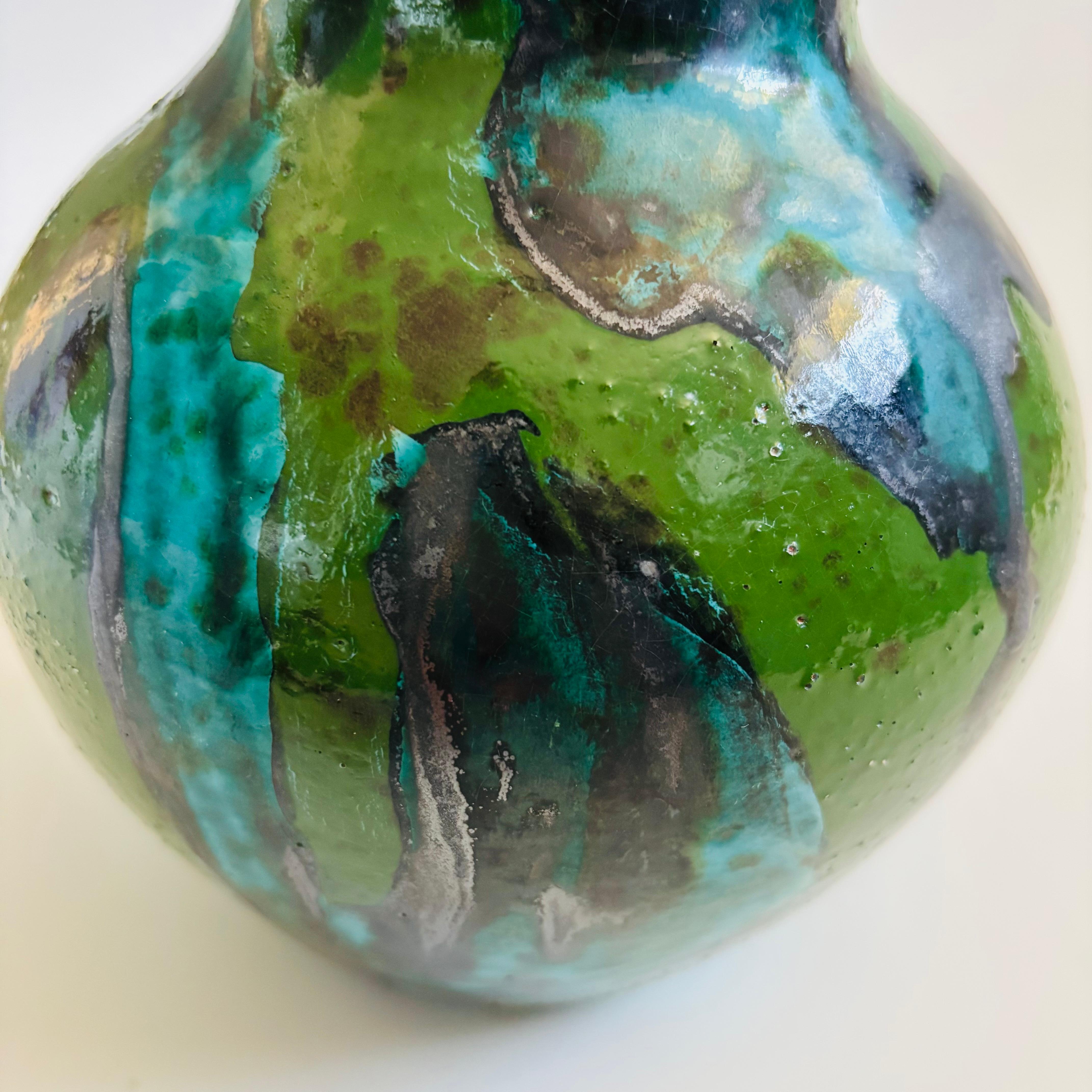 Green Studio Pottery Vase For Sale 4