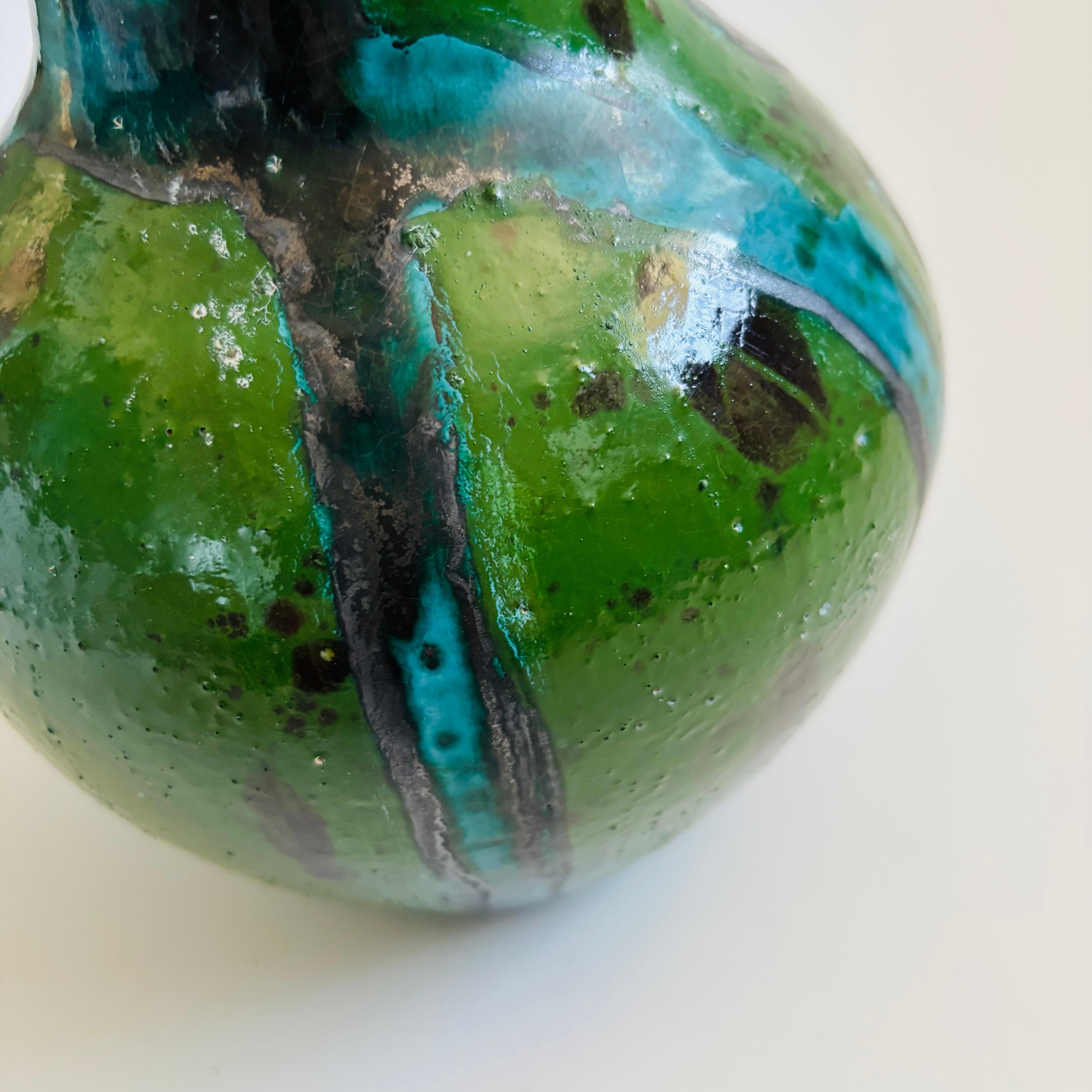 Green Studio Pottery Vase For Sale 3