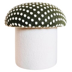 Mushroom Ottoman in Wool Green Fly Agaric